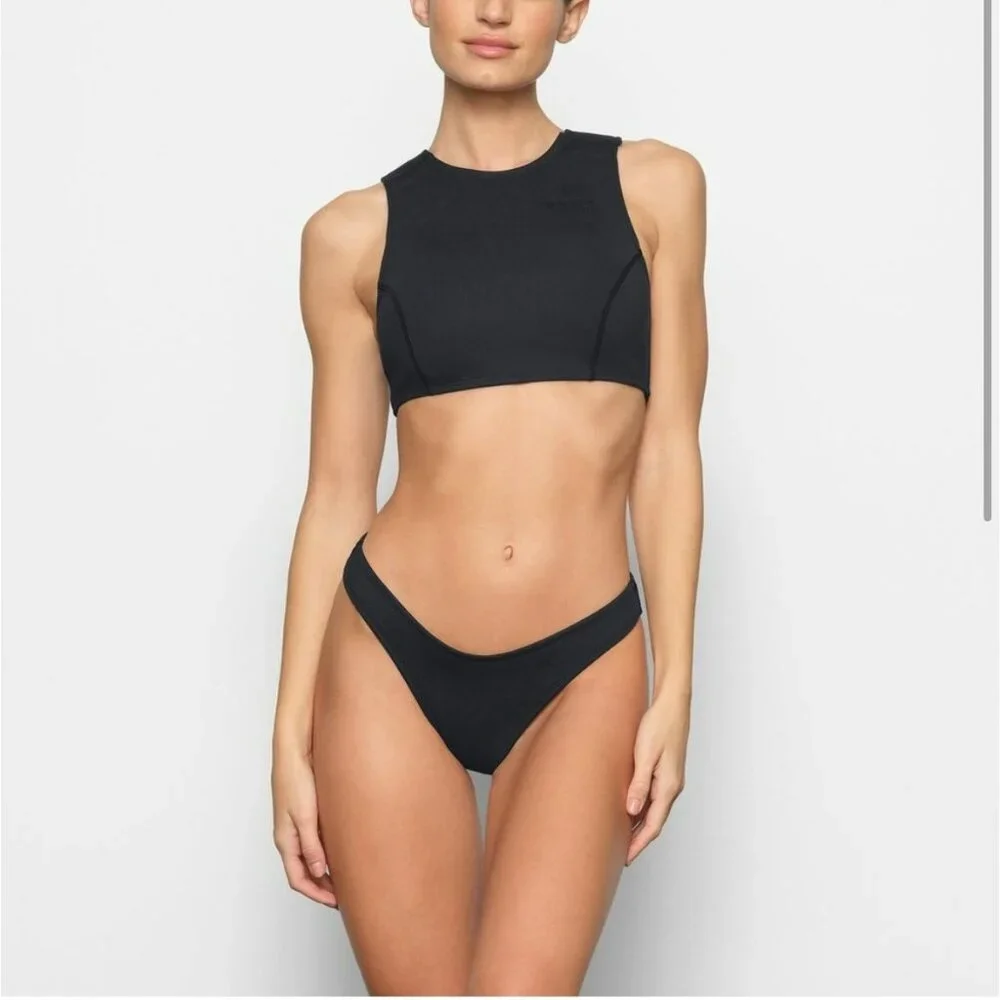 NWT SKIMS Sport Swim High Neck Top in Onyx Size 1X